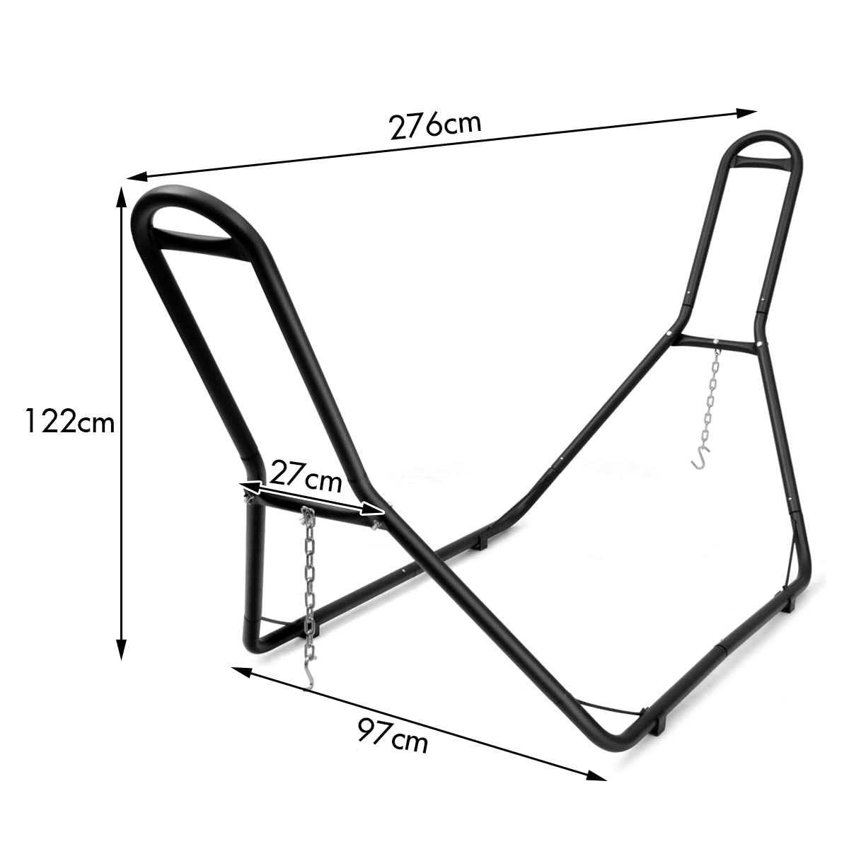 GYMAX Supporto per Amaca da Giardino, Portata di 200 kg, Telaio Metallico per Amaca a Dondolo, Doppio Tubo in Ferro, con Piedini Antiscivolo, Stabile e Durevole per Interno/Esterno