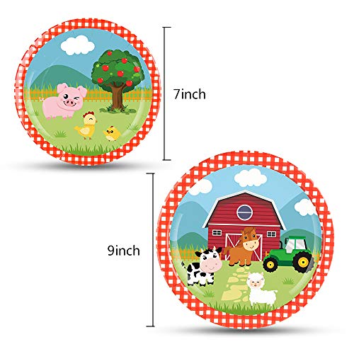 Wernnsai Farm Party Tableware Set - Barnyard Animal Themed Party Supplies For Kids Birthday Baby Shower Disposable Tablecloth Plates Cups Napkins Cutlery Bags Utensils Serves 16 Guests #TOP2