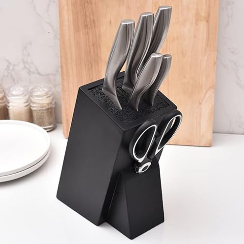 Miniatura 7 de Kichvoe Bloque de cuchillos de cocina de madera soporte de cortadores de madera, organizador de bloque de carnicero, soporte de almacenamiento de