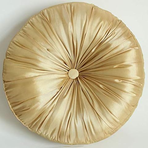 Gireshome Gold Faux Silk Round Cushion,Sofa/Holiday Decoration - 40CM Cover