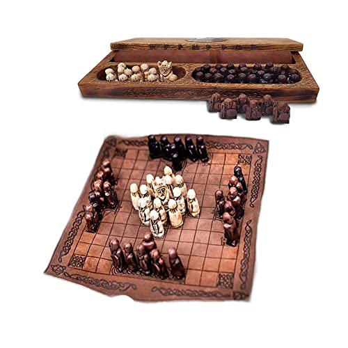 Juego de ajedrez medieval, juego de ajedrez vikingo, piezas de ajedrez vikingo de madera, juego de...