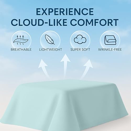 Miniatura 3 de Royale Linens Sábana encimera tamaño matrimonial, sábanas encimeras de microfibra cepillada ultra suave de 1800 hilos, sin arrugas y resistentes a