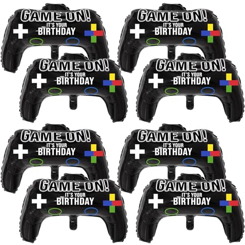 Gejoy 8 Pcs Video Game Party Balloons, 23.6 x 15.7 Inch Video Game Controller Aluminum Foil Balloon for Birthday gamer Party Decoration