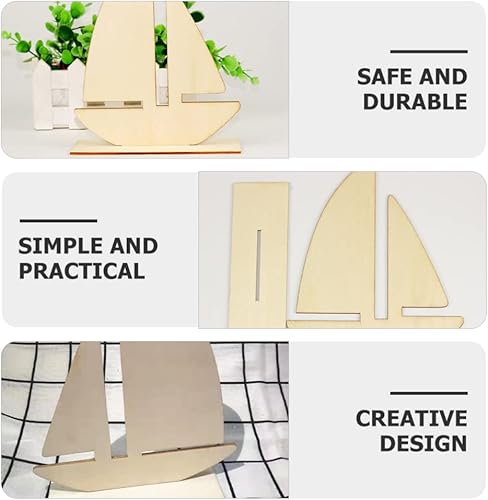 Miniatura 5 de Juguetes de playa para niños, 10 piezas de madera sin terminar, decoración de barco de madera para pintar para artes, manualidades, proyectos de