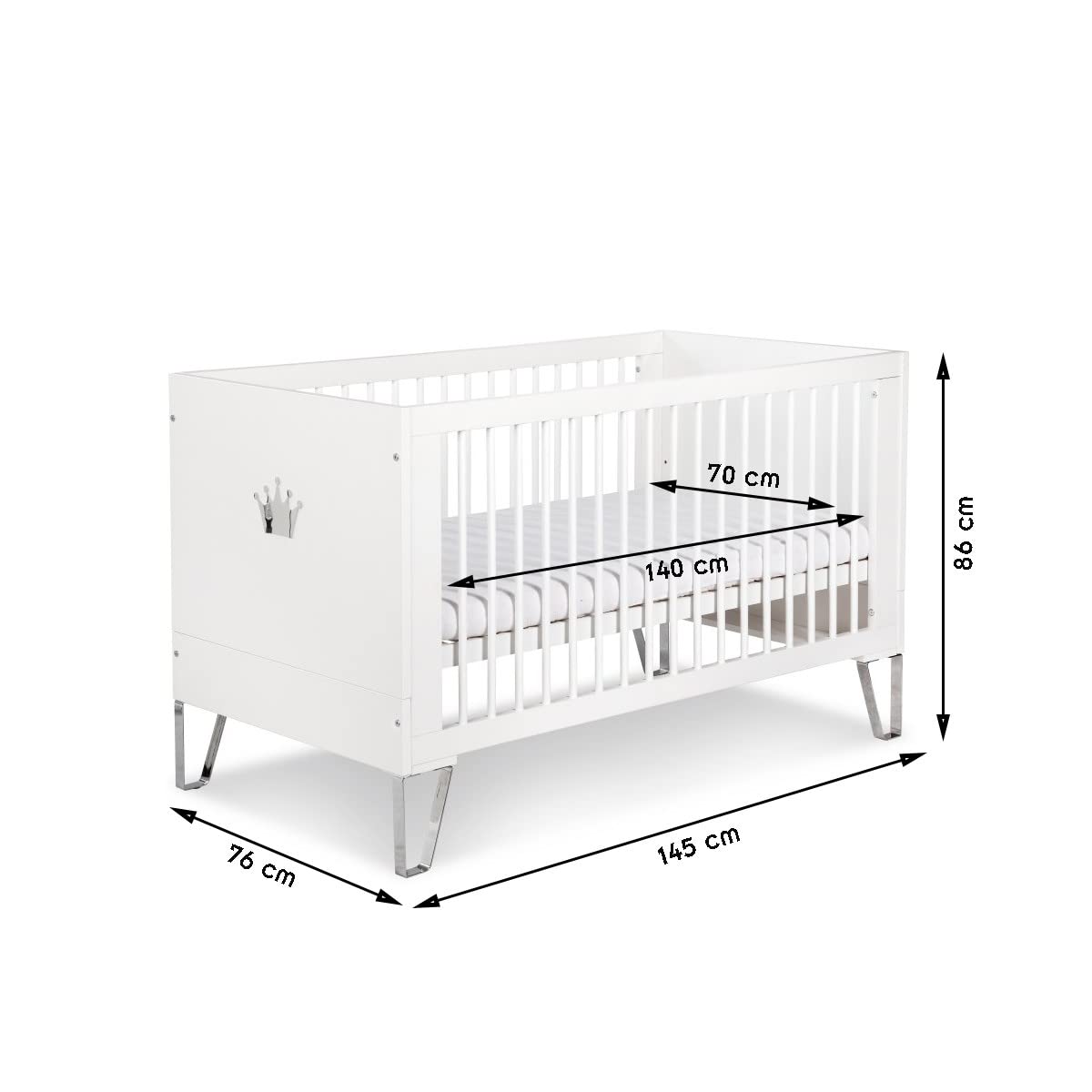 Mon Mobilier Design Blanka Cuna evolutiva Convertible en cama Niño 140X70 Blanco