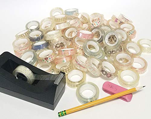 Box of 72 Rolls Beautiful Inner Design Transparent Tape, 1/2 by 787-Inch, Crystal Clear Adhesive Invisible Tape Refill Roll for Office, Home, School, DIY, Arts & Crafts