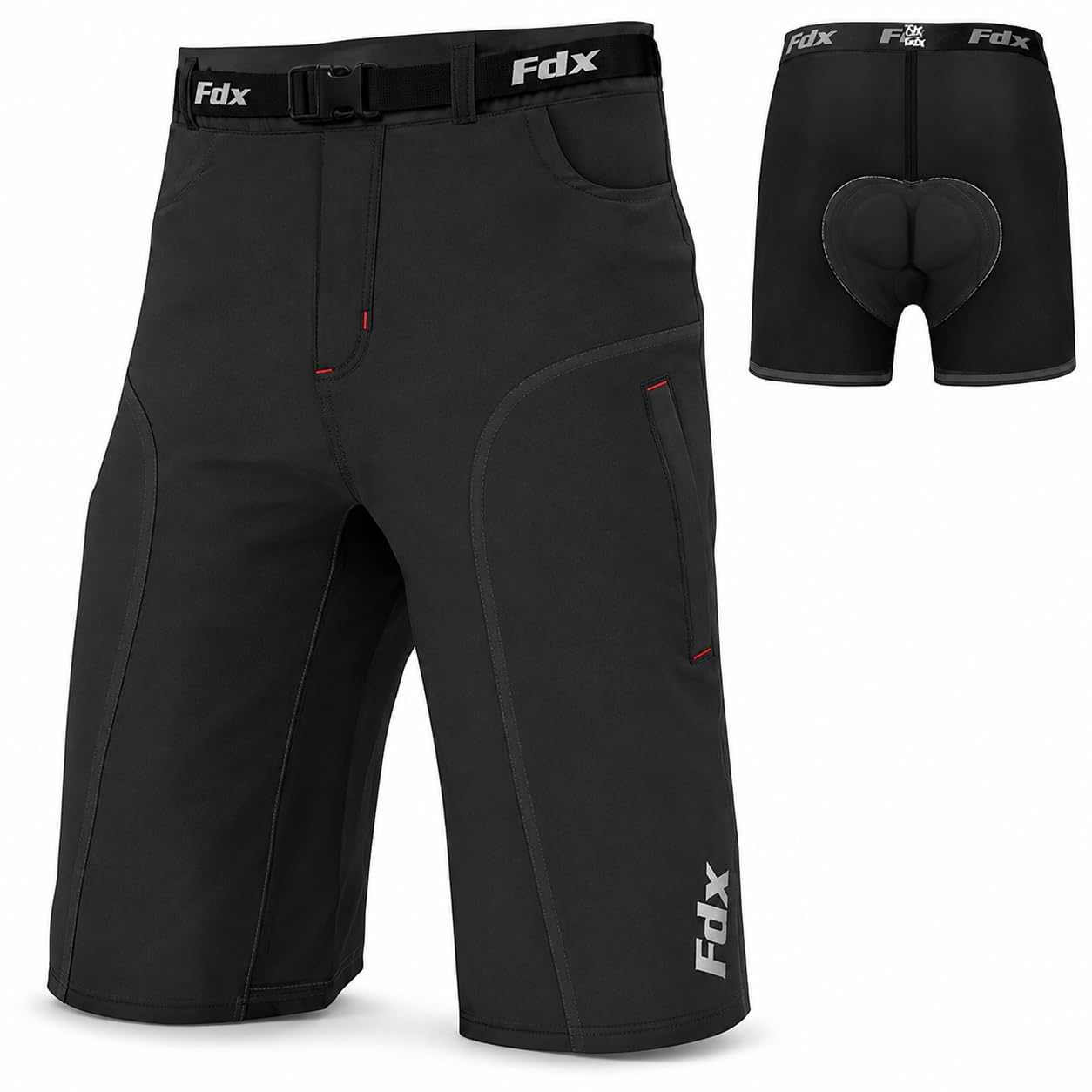 FDX MTB Hose Herren Radhose Mountainbike Hose Herausnehmbarem Innenpolster