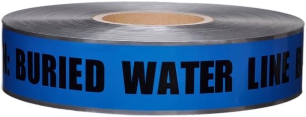 Swanson Tool Co DETB21005 2 inch by 1000 Foot 5 Mil Detectable Safety Tape "Caution Buried Water Line Below" Blue with Black Print