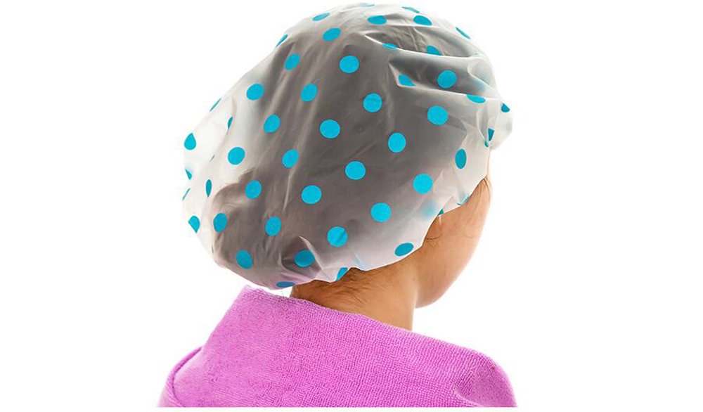 HOCONO Blue Polka Dots: 4 Pack Girls Polka Dots Thicken Shower Cap Waterproof Shower Hat Elastic Band Cosmetic Care Bath Cap Keeps Color Off of Hair, Kept Hair Dry, Kitchen Cap (Blue Polk