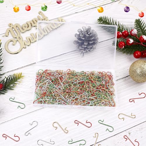 SEPGLITTER 240Pcs Christmas Ornament Hooks Metal Wire Hooks S-Shaped Hangers with Storage Box for Ornament Hooks Christmas Tree (Gold, Silver, Red and Green)
