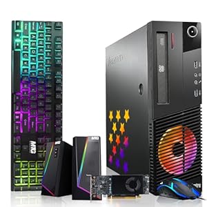 Lenovo Desktop PC Gaming Bundle – Intel Core i7, 16GB RAM, 512GB SSD, AMD RX 550, RGB Speaker, RGB Keyboard Mouse, WiFi, Win 10 Pro (Renewed)