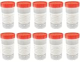 10Pcs 2oz/60ml Specimen Cups,Each Specimen Cup has a Tight-Fitting Screw Cap,Used to Collect Liquid, Solid or Powder specimens.（Red lid）