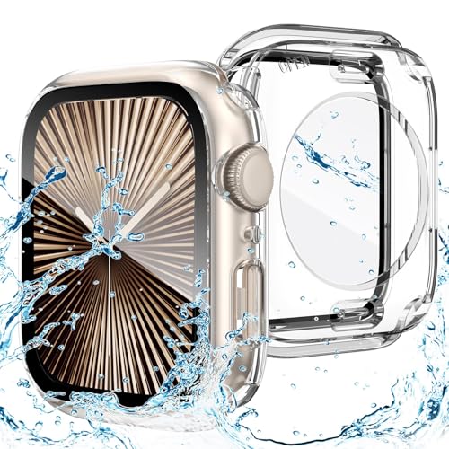 Image of VEMIGON Waterproof Case for Apple Watch Series 11 /10 42mm with Tempered Glass Screen Protector, Full Coverage Hard PC Bumper Back Frame, Protective Cover for iWatch - (S11 /S10-42mm Clear)