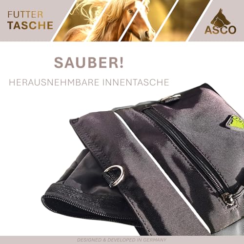 ASCO Leckerlitasche für Hunde - Leckerlibeutel mit Einhand-Schnappverschluss - Futterbeutel Hunde 20 x 20 cm - Hundetraining Bauchtasche mit viel Platz, Bauchgurt und waschbarer Innentasche, schwarz