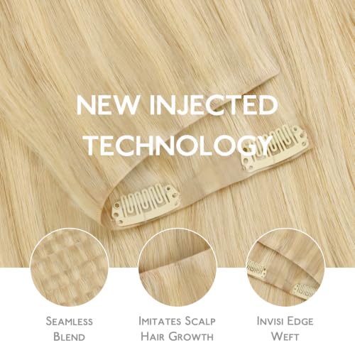 Image of WENNALIFE Invisible Edge Seamless Clip in Hair Extensions Real Human Hair
