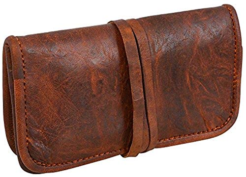 LUST Genuine Leather Stationery Make-Up Wrap Case Pouch Tobacco Battery Headphone Holder Vintage Unisex LUST Genuine Leather Stationery Make-Up Wrap Case Pouch Tobacco Battery Headphone Holder Vintage Unisex