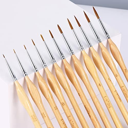 Sintong Miniature Paint Brushes,11 Pcs Fine Detail Paint Brush Set,Lightweight Wood Handle Paint Brushes for Acrylic Painting,Watercolor,Oil,Model