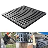 Cast Iron Drain Grate, 12 * 12in Heavy Duty Outdoor Drain Cover, B125 Class Channel Grate, Metal Sewer Grate, Black Square Drainage Grate for Concrete Floor, Yard, Driveway & Garage.