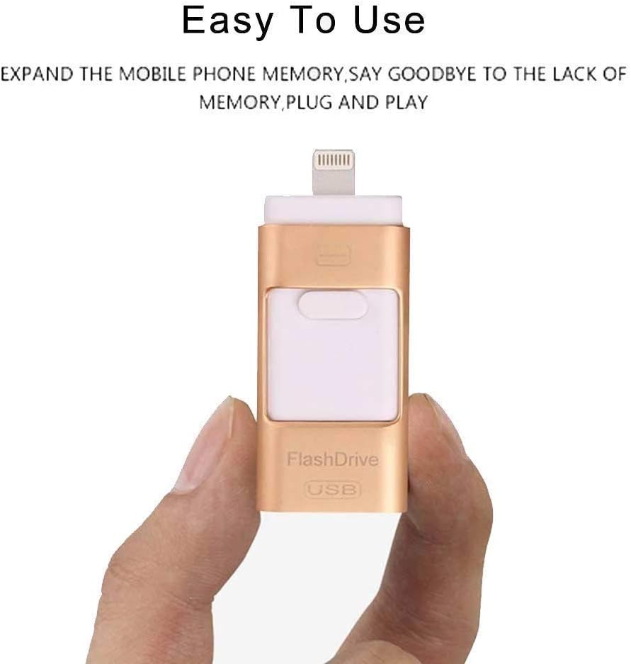 128GB iPhone USB Flash Drive, Pen-Drive Memory Storage, Jump Drive Lightening Memory Stick External Storage Expansion for Apple iOS Android Computers