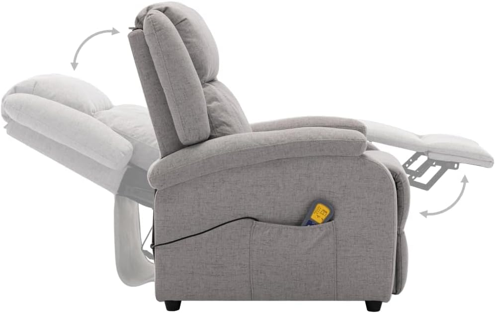 vidaXL Electric Massage Chair Light Grey Fabric (100% Polyester), Metal