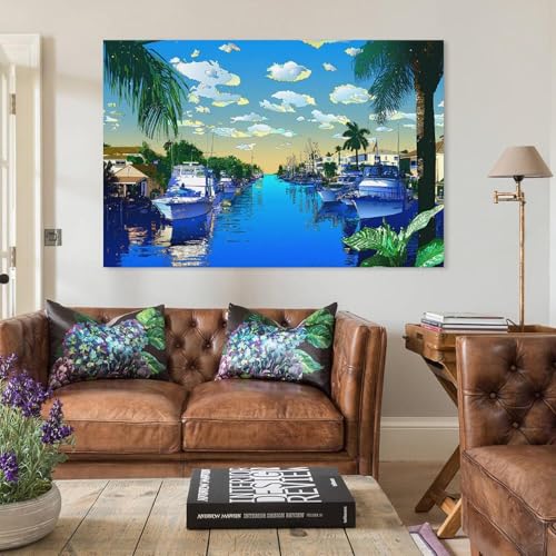 鈴木英人 ポスター我が心のマイアミ アートパネル キャンバス ワーク すぐに掛けられます20x30inch(50x75cm) [2]