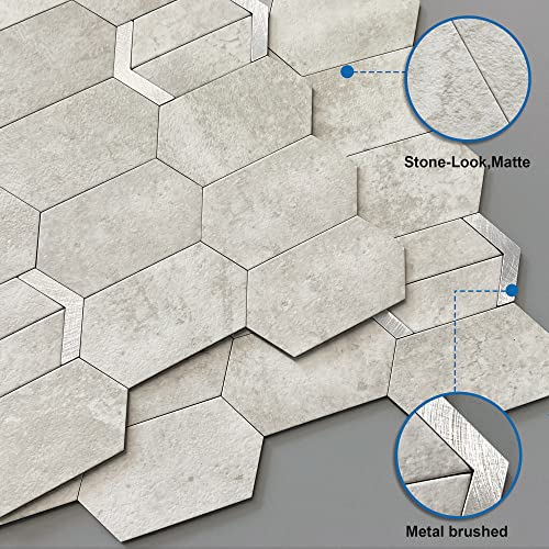 Mofit Peel And Stick Tile For Kitchen Backsplash Matte Finish,Peel And Stick Bathroom Marble 3D Wall Panels Honeycomb Tiles For Rvs Waterproof(10Sheets,Cement Grey) #TOP1