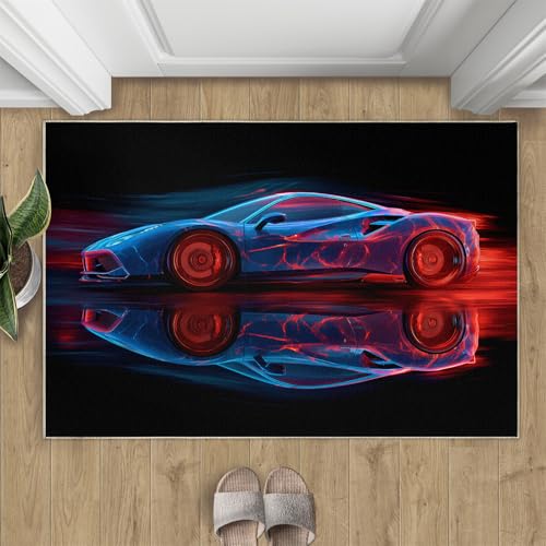 Image of Supercars Rugs Bedroom Sci-Fi Car Area Rugs for Kitchen Small Washable Rug 60x90cm Modern Stylish Rug Non-Slip Carpet for Bathroom Entryway Hallway Home Decor Mat