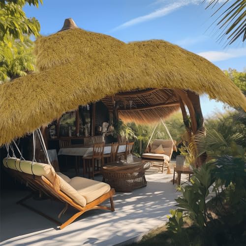 120" Tiki Thatch Grass Roof, Mexican Artificial Straw Roll for Tiki Bar Hut Party Garden Fence Patio DIY Crafts,Palapa Thatch Roofing Duck Blind Grass Hay Bales for Decoration (10ft x 16in, Yellow) 120" Tiki Thatch Grass Roof, Mexican Artificial Straw Roll for Tiki Bar Hut Party Garden Fence Patio DIY Crafts,Palapa Thatch Roofing Duck Blind Grass Hay Bales for Decoration (10ft x 16in, Yellow)