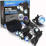 OPTIKS-BLUE PS1200-BLUE - Luce di emergenza per bicicletta, ricaricabile, impermeabile, 5 modalità, per poliziotti, SME, volontari e sicurezza