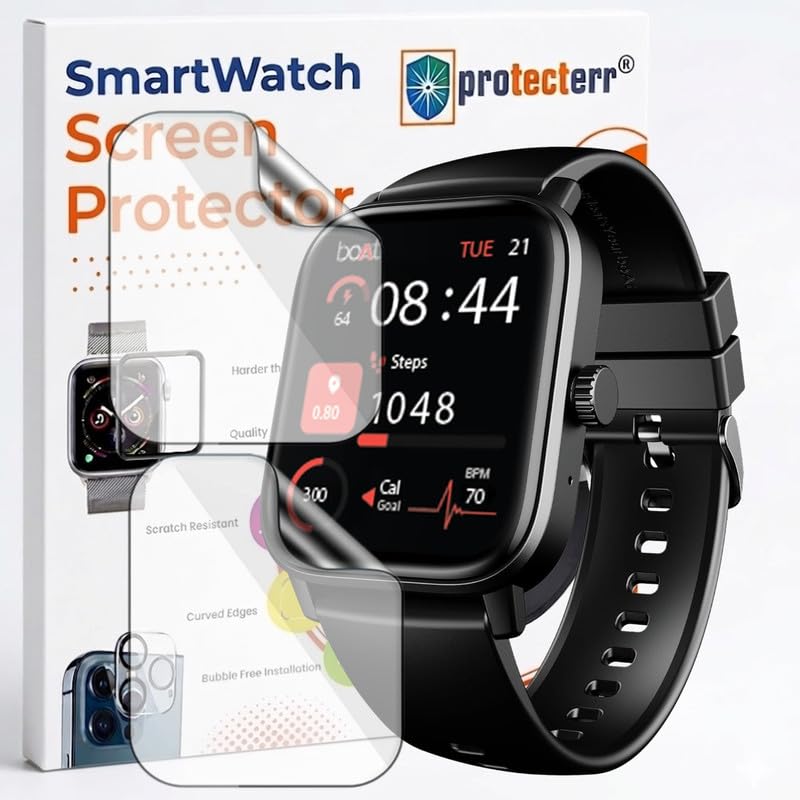 Image of PROTECTERR 2-Pack Screen Protector for Boat Wave Call 3 1.83 inch Smartwatch - Flexible TPU Screen Guard, HD Clear, Anti Scratch, Bubble Free, Full Coverage Film - Not Tempered Glass