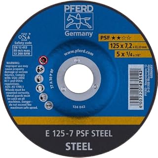 PFERD Tarcza do obróbki zgrubnej, 5 sztuk | 125 x 7,2 x 22,23 mm, wygięta, PSF STEEL | 69298071 do stali