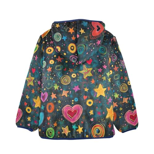 Fantasy Stars Circles and Hearts Girls Fleece Jacket Girls Fall Jacket Girls Zip Up Hoodie Girls Sherpa Jacket 2-10T2