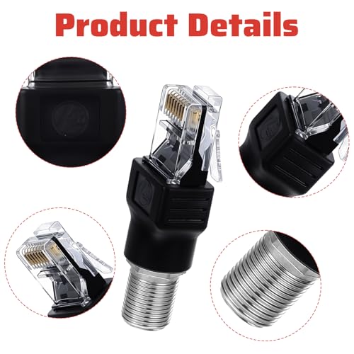 2 adaptadores coaxial F hembra a RJ45 macho negros miniatura 6