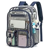 Kouxunt Mochila transparente resistente aprovada para estádio escolar, trabalho, esportes, viagens