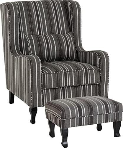 Seconique Sherborne Foot Stool, Burgundy Stripe, One Size