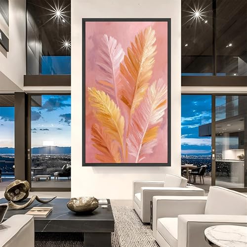 Impression sur toile Plume rose 80x150cm tableau abstrait pour salon - 3
