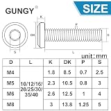 GUNGY Zestaw 25 śrub z łbem płaskim, M4 x 40 mm, ze stali nierdzewnej A2 V2A, śruby imbusowe z gniazdem sześciokątnym, pełny gwint z kluczem imbusowym