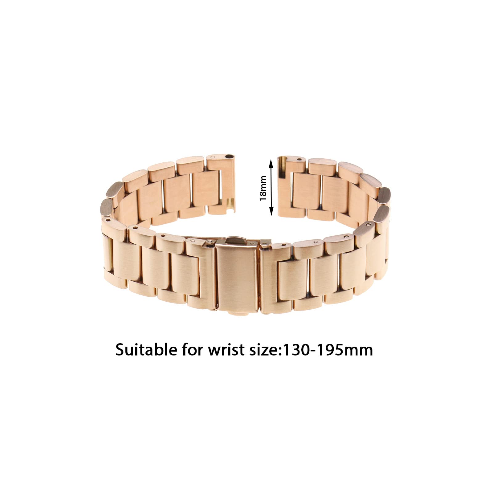 Create idea Watch Strap Compatible with Garmin Venu 2S / Vivoactive 4S / Vivomove 3S for 130-195mm Wrist Size Stainless Steel Watch Band Replacement Wristband Rose Gold - Image 4