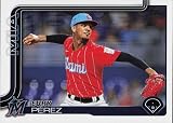 2025 TOPPS SERIES 2 487 EURY PEREZ MIAMI MARLINS BASEBALL OFFICIAL TRADING CARD OF MLB