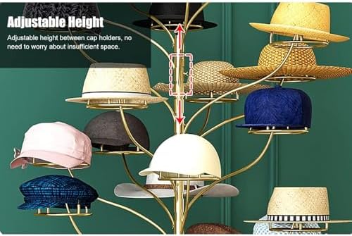 Freestanding Baseball Cap Rack,Freestanding Multi-Tier Hat & Cap Display Rack - Stylish Organizer for Cowboy Hats, Baseball Caps & Wigs - Holds 20 Hats - Modern Home & Store Storage Solution