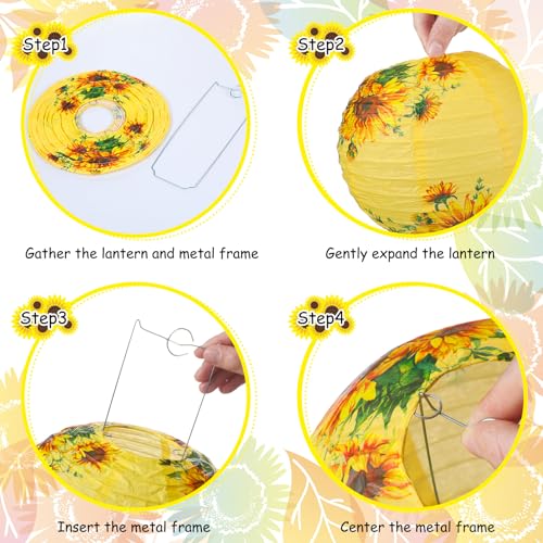 Image of Panelee 12 Pcs Sunflower Paper Lanterns Party Decorations 8 Inch Hanging Round Hanging Paper Party Decorations for Holiday Indoor Outdoor Supplies