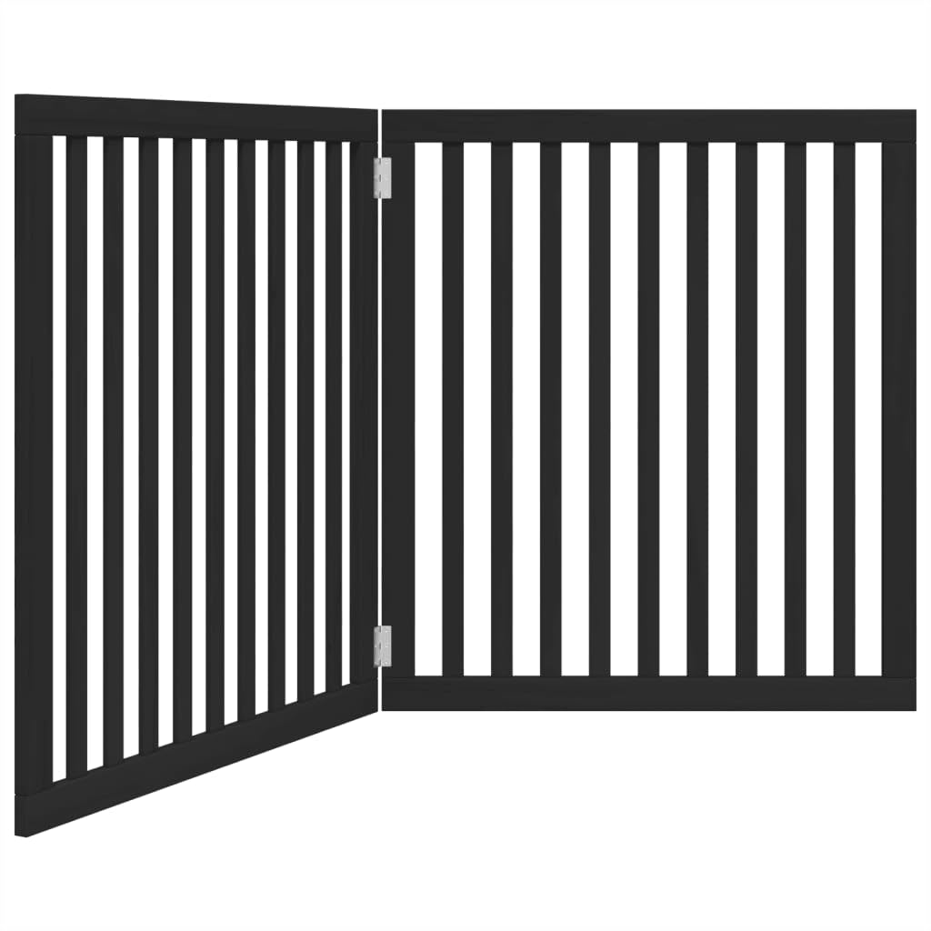 vidaXL Barrière pour Chien Pliable 2 Panneaux Noir Bois de peuplier