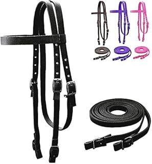 Tahoe Tack Plain Double Layer Nylon Headstall with Reins, Multiple Colors & Sizes Available