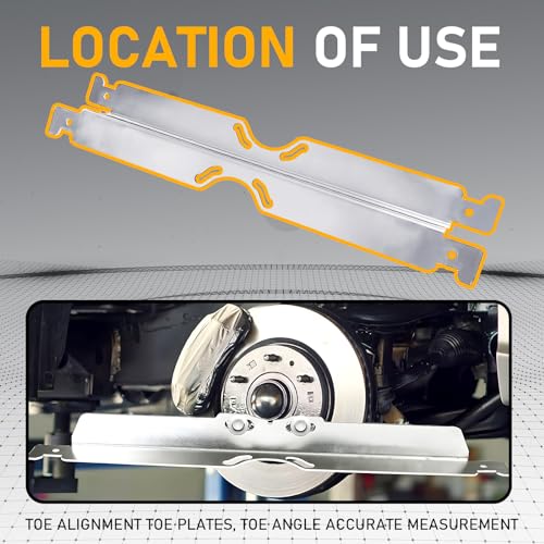 Image of 2 Pack Toe Alignment Tool Plates with Measuring Tape, Wheel Alignment Tool Kit for Cars, Trucks, SUVs, Sturdy and Compact Plates for Fast, Accurate Wheel Alignment Measurements