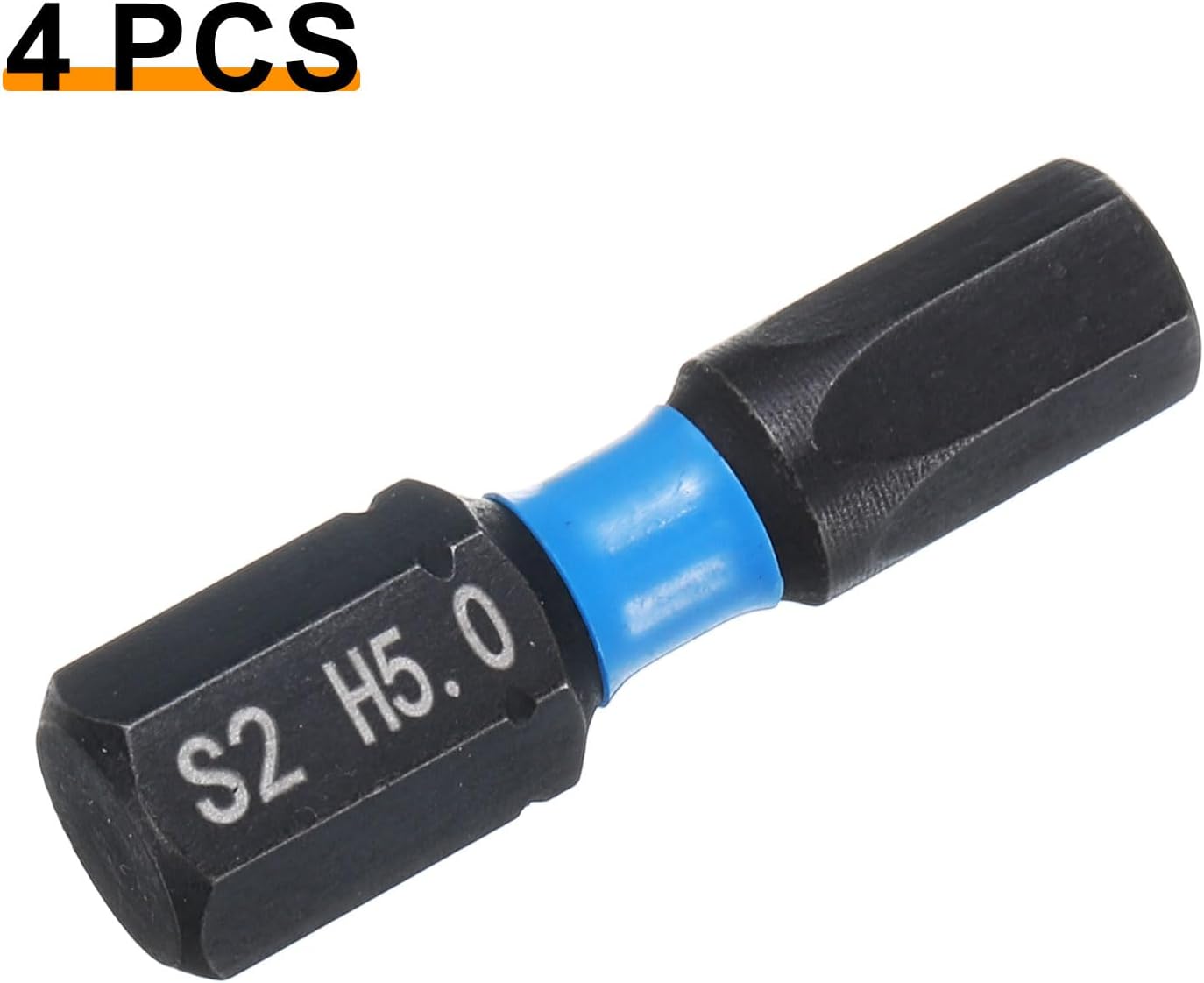 HARFINGTON 4pcs H5.0 Hex Screwdriver Bit 1/4" Hex Shank 25mm/1" Length Magnetic Hexagon Head Hex Bits S2 Steel Screw Driver Bit Industrial Grade Electric Drill Bits