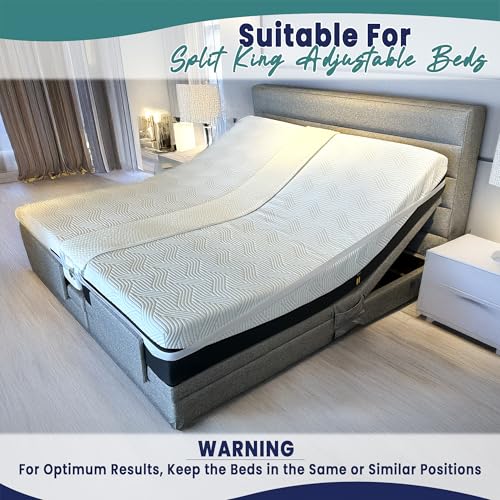 Image of 10 inch Extra Wide Bed Bridge Twin to King Converter Kit - Split King Gap Filler for Adjustable Bed - Mattress Connector & Gap Filler for Bed - Heavy Duty Metal Buckle Strap - 25D Memory Foam