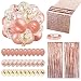 Rose Gold Balloons Party Decorations Supplies Set 35 Pack Include 30 Balloons, 2 Foil Fringe Curtains, 1 Rose Gold Sequin Table Runner, 2 Foil Ribbon for Birthday Party, Wedding,Xmas New Year Festival