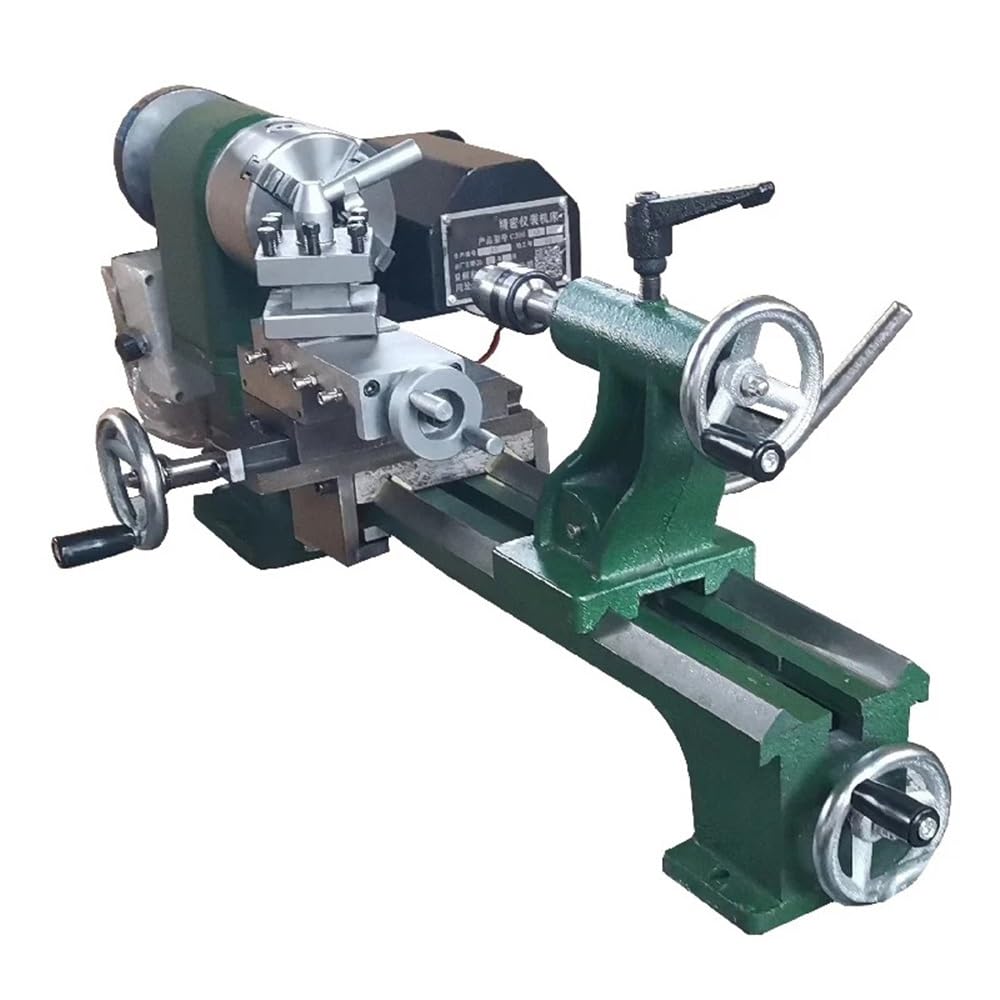 Mini Torno de precisión para Hierro Fundido, microinstrumento de precisión, Torno pequeño/de Escritorio para Metal (Mandril de 4 mordazas)