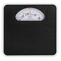 CAMRY Mechanische Personenwaage analog bis 136 kg – Waage ohne Batterie 28x29 cm – Metallgehäuse, rutschfeste Oberfläche, Kalibrierknopf – Schwarz und Weiß