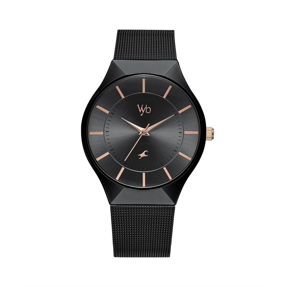 Fastrack Vyb Successor Quartz Analog Black Dial Black Stainless Steel Strap Watch for Girls – FV60002KM03W